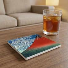 Red Fuji ceramic coasters set of 4, lifestyle