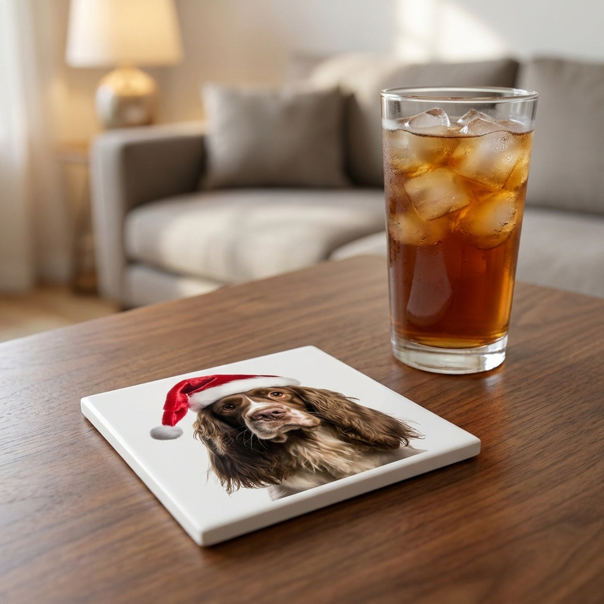 Cocker Spaniel ceramic coasters set of 4, lifestyle