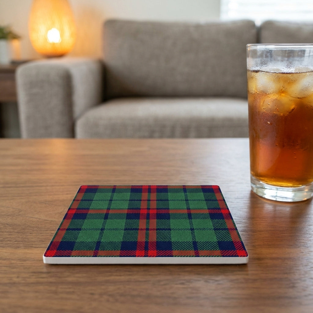 Tartan Plaid ceramic coasters set of 4, lifestyle