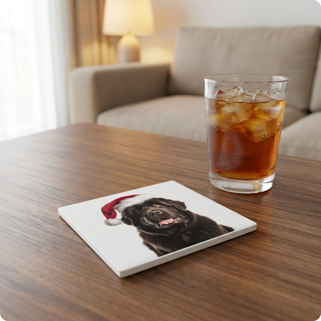 Newfoundland ceramic coasters set of 4, lifestyle