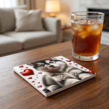 Siberian Husky ceramic coasters set of 4, lifestyle