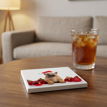 Norwich Terrier Puppy ceramic coasters set of 4, lifestyle