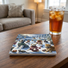 Holiday Sweater Pets ceramic coasters set of 4, lifestyle