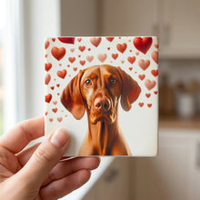 Vizsla ceramic coasters set of 4, in hand
