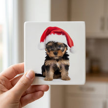 Yorkshire Terrier Puppy ceramic coasters set of 4, in hand