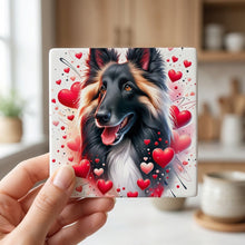 Shetland Sheepdog ceramic coasters set of 4, in hand