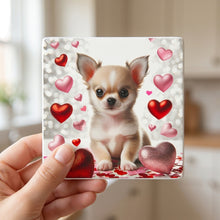 Chihuahua ceramic coasters set of 4, in hand
