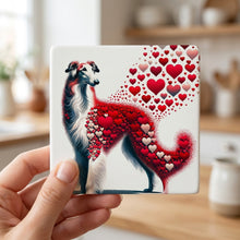 Borzoi ceramic coasters set of 4, in hand