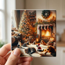 Cozy Fireside Pets ceramic coasters set of 4, in hand