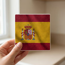 Spain Flag Pride ceramic coasters set of 4, in hand
