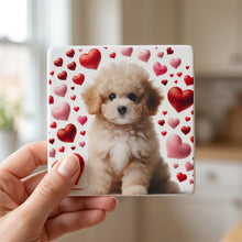 Poodle ceramic coasters set of 4, in hand