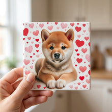 Shiba Inu ceramic coasters set of 4, in hand