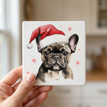 French Bulldog Drawing ceramic coasters set of 4, in hand