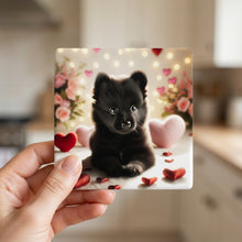 Pomeranian ceramic coasters set of 4, in hand