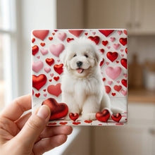 Great Pyrenees ceramic coasters set of 4, in hand