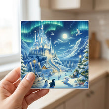 Aurora Ice Castle ceramic coasters set of 4, in hand