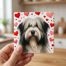 Tibetan Terrier ceramic coasters set of 4, in hand