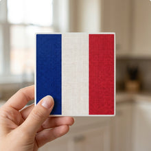 France Flag Pride ceramic coasters set of 4, in hand