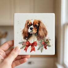 English Toy Spaniel ceramic coasters set of 4, in hand