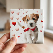 Jack Russell Terrier ceramic coasters set of 4, in hand