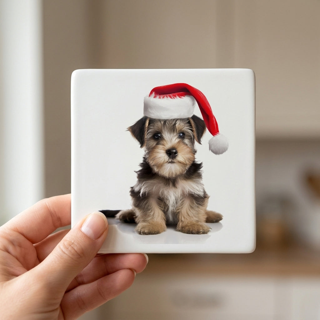 American Hairless Terrier ceramic coasters set of 4, in hand