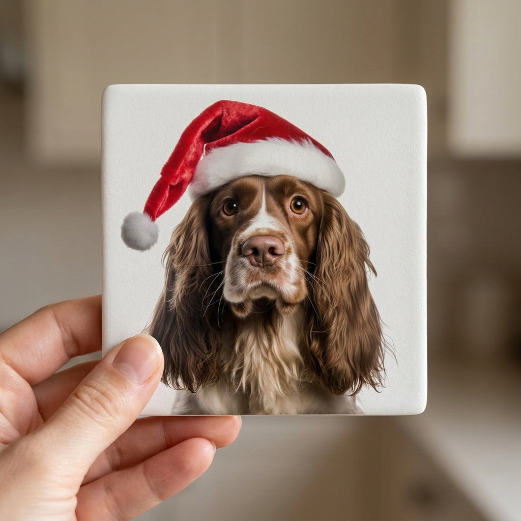 Cocker Spaniel ceramic coasters set of 4, in hand