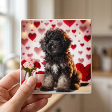 Poodle ceramic coasters set of 4, in hand