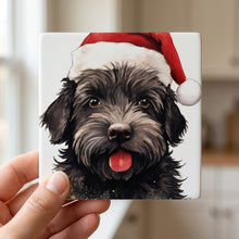 Bouvier de Flandre ceramic coasters set of 4, in hand