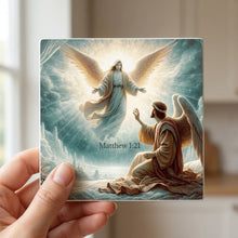 Golden Heavenly Angels ceramic coasters set of 4, in hand