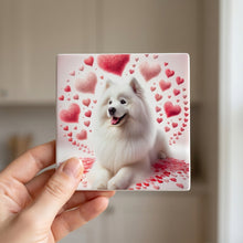 Samoyed ceramic coasters set of 4, in hand
