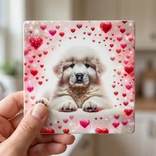 Golden Retriever ceramic coasters set of 4, in hand