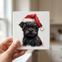Affenpinscher Puppy Drawing ceramic coasters set of 4, in hand