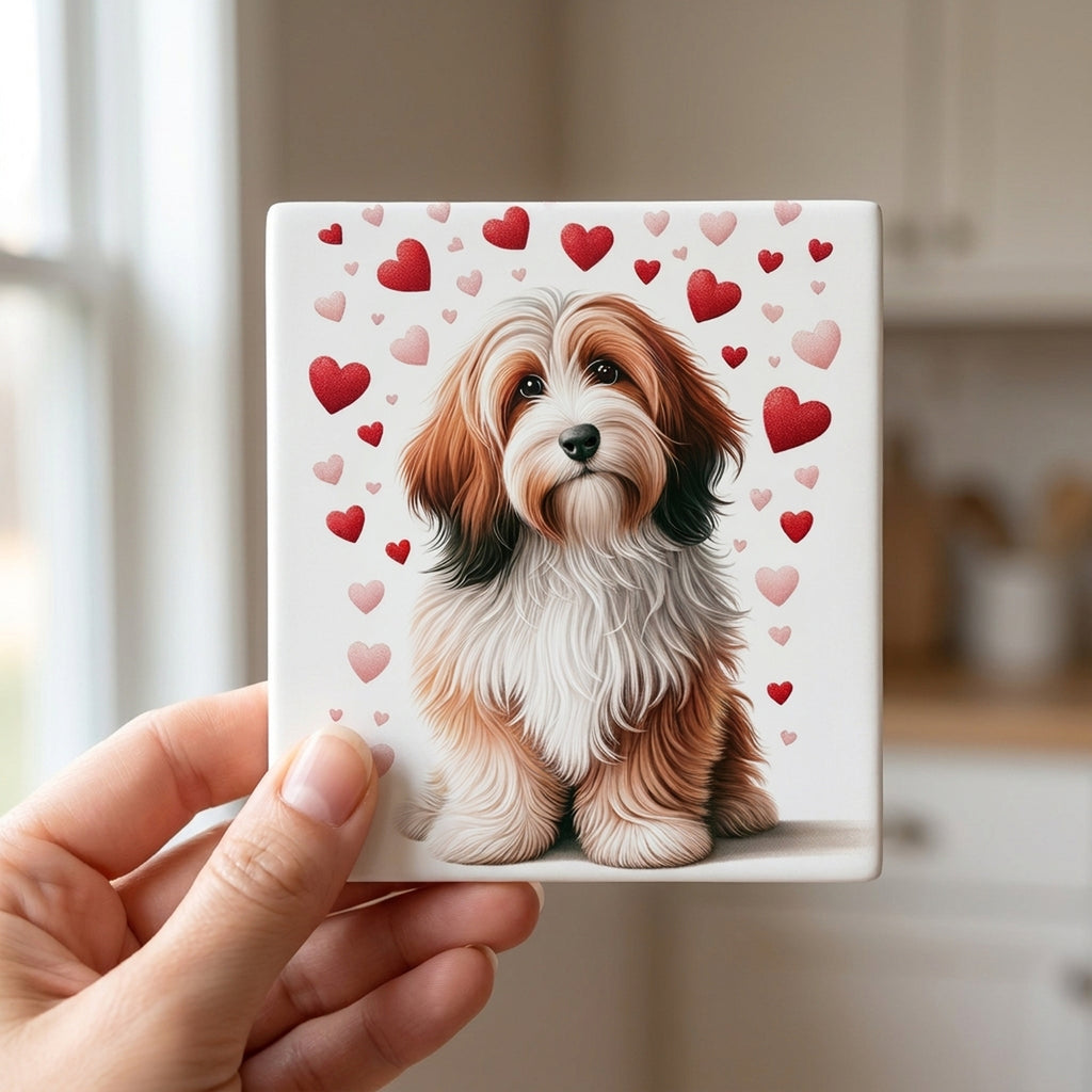 Havanese ceramic coasters set of 4, in hand