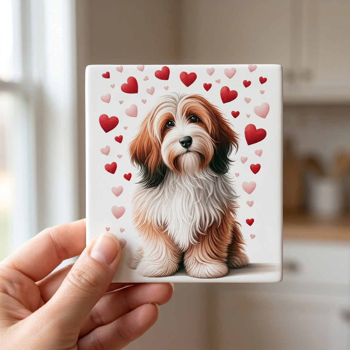Havanese ceramic coasters set of 4, in hand
