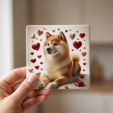 Shiba Inu ceramic coasters set of 4, in hand