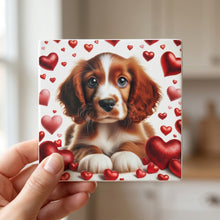 Cavalier King Charles Spaniel ceramic coasters set of 4, in hand