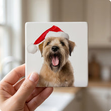 Soft Coated Wheaten Terrier ceramic coasters set of 4, in hand