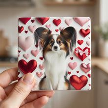 Papillon ceramic coasters set of 4, in hand