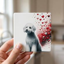 Poodle ceramic coasters set of 4, in hand