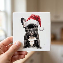 French Bulldog Puppy Drawing ceramic coasters set of 4, in hand