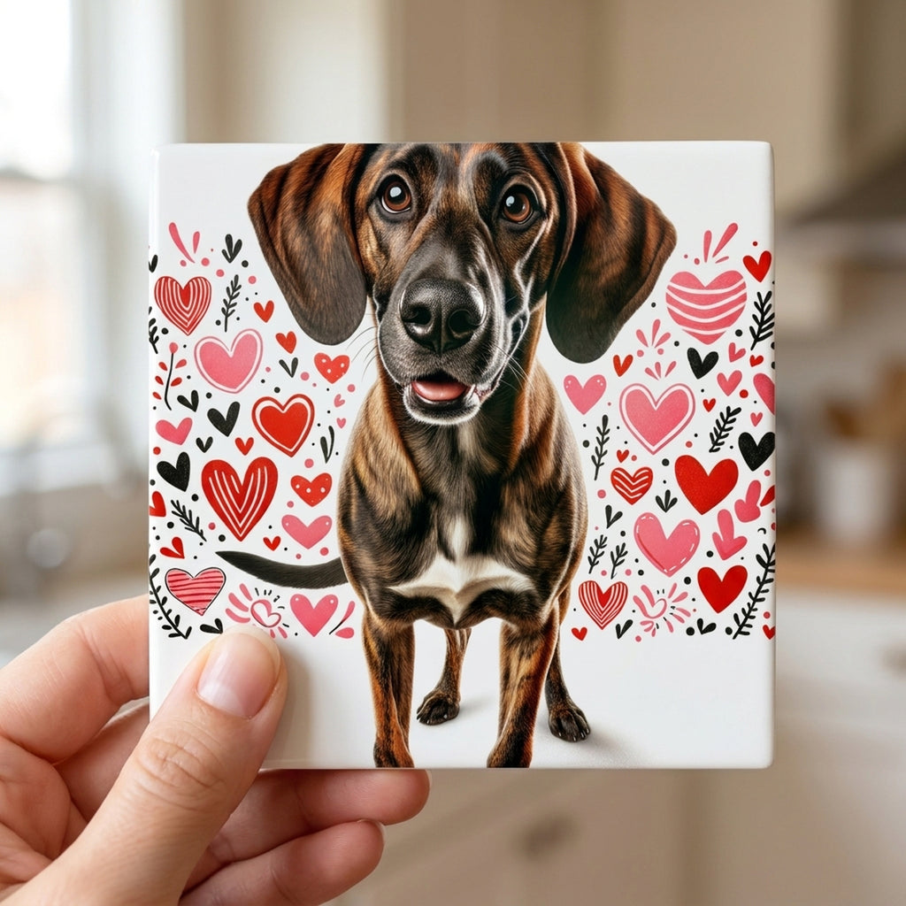 Rhodesian Ridgeback ceramic coasters set of 4, in hand