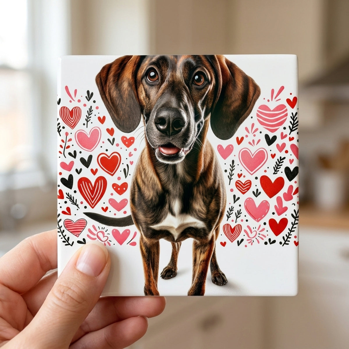 Rhodesian Ridgeback ceramic coasters set of 4, in hand