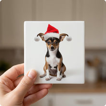 Toy Fox Terrier ceramic coasters set of 4, in hand