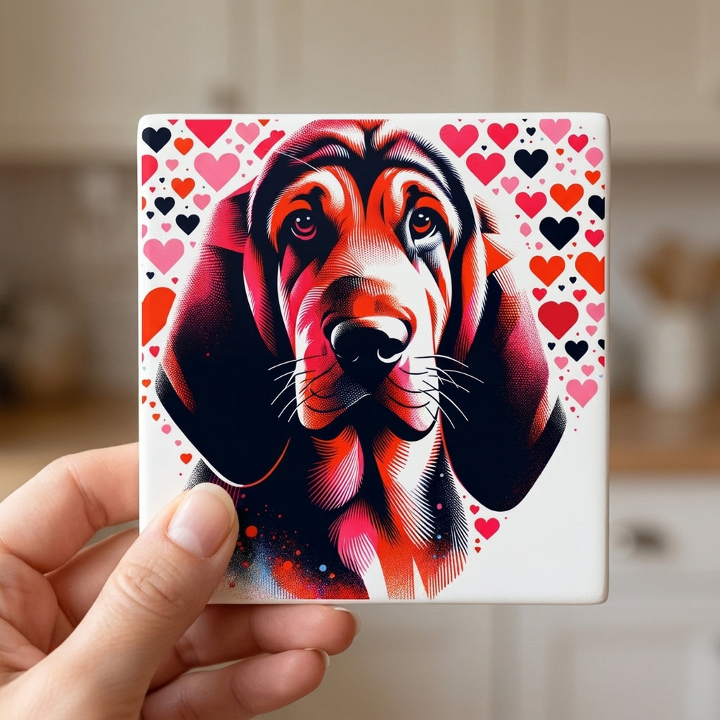Bloodhound ceramic coasters set of 4, in hand