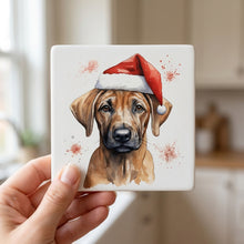 Rhodesian Ridgeback Puppy Drawing ceramic coasters set of 4, in hand