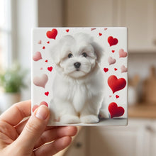 Maltese ceramic coasters set of 4, in hand