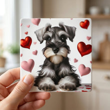 Miniature Schnauzer ceramic coasters set of 4, in hand