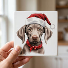 Weimaraner Puppy Drawing ceramic coasters set of 4, in hand