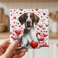 German Shorthaired Pointer ceramic coasters set of 4, in hand