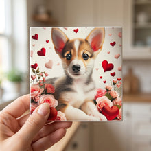 Pembroke Welsh Corgi ceramic coasters set of 4, in hand